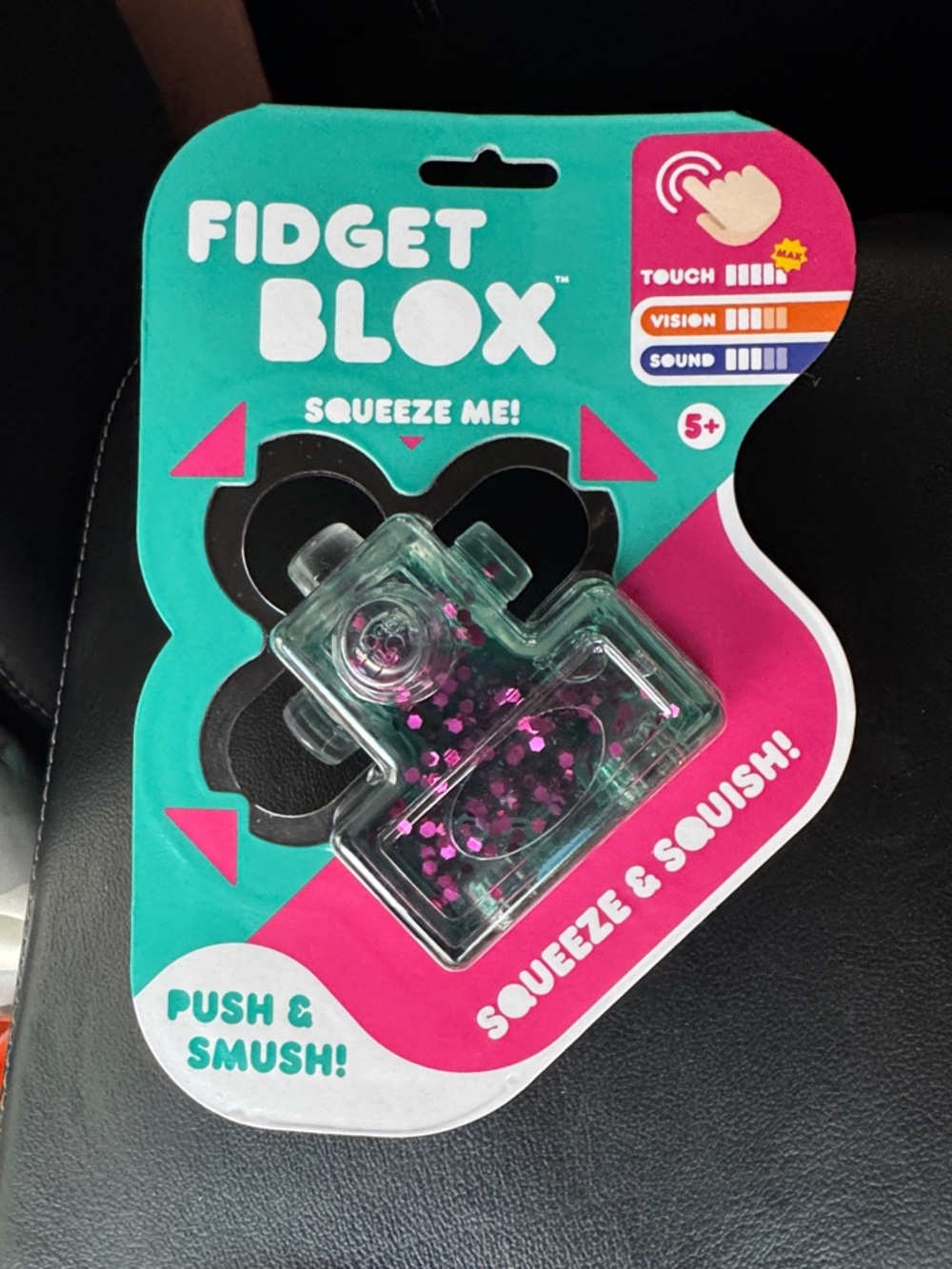 Kids Squeeze Toy - Teal with Pink Glitter